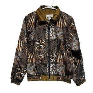 Vintage Women's Mixed Animal Print Jacket Size S ANNEY Collection Retro Bomber